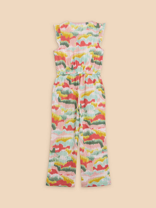 White Stuff Kids' Tie Dye Print Jumpsuit, Pink/Multi