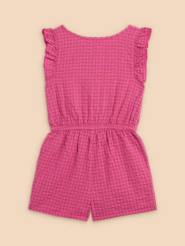 White Stuff Kids' Gingham Playsuit, Dusty Pink