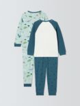 John Lewis Kids' Camping Dinosaur Cotton Pyjama Set, Pack of 2, Blue