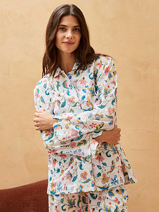 Brora Organic Cotton Botanical Print Pyjamas, White/Multi