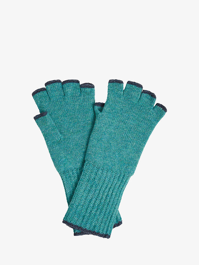 Brora Cashmere Fingerless Gloves, Ocean & Indigo