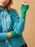 Brora Cashmere Fingerless Gloves, Malachite