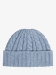 Brora Cashmere Cable Knit Beanie Hat, Glacier