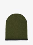 Brora Cashmere Contrast Trim Slouchy Beanie Hat, Kelp/Midnight