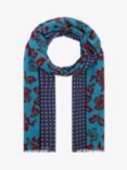 Brora Floral & Spot Print Wool Stole, Ocean/Multi