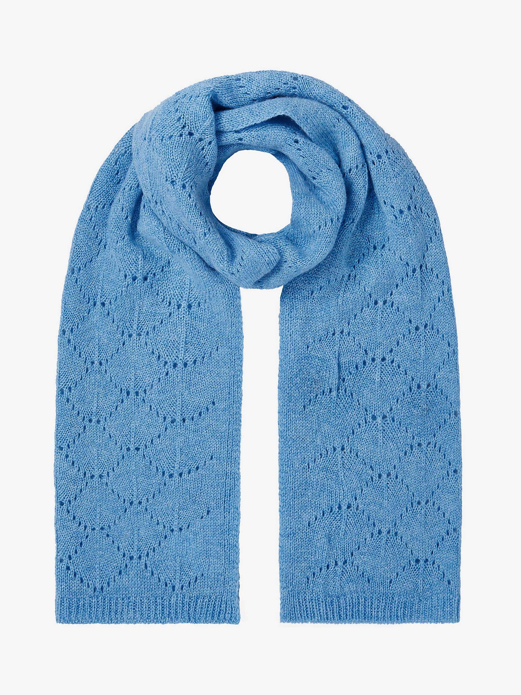 Buy Brora Pointelle Cashmere Scarf, Sky Online at johnlewis.com