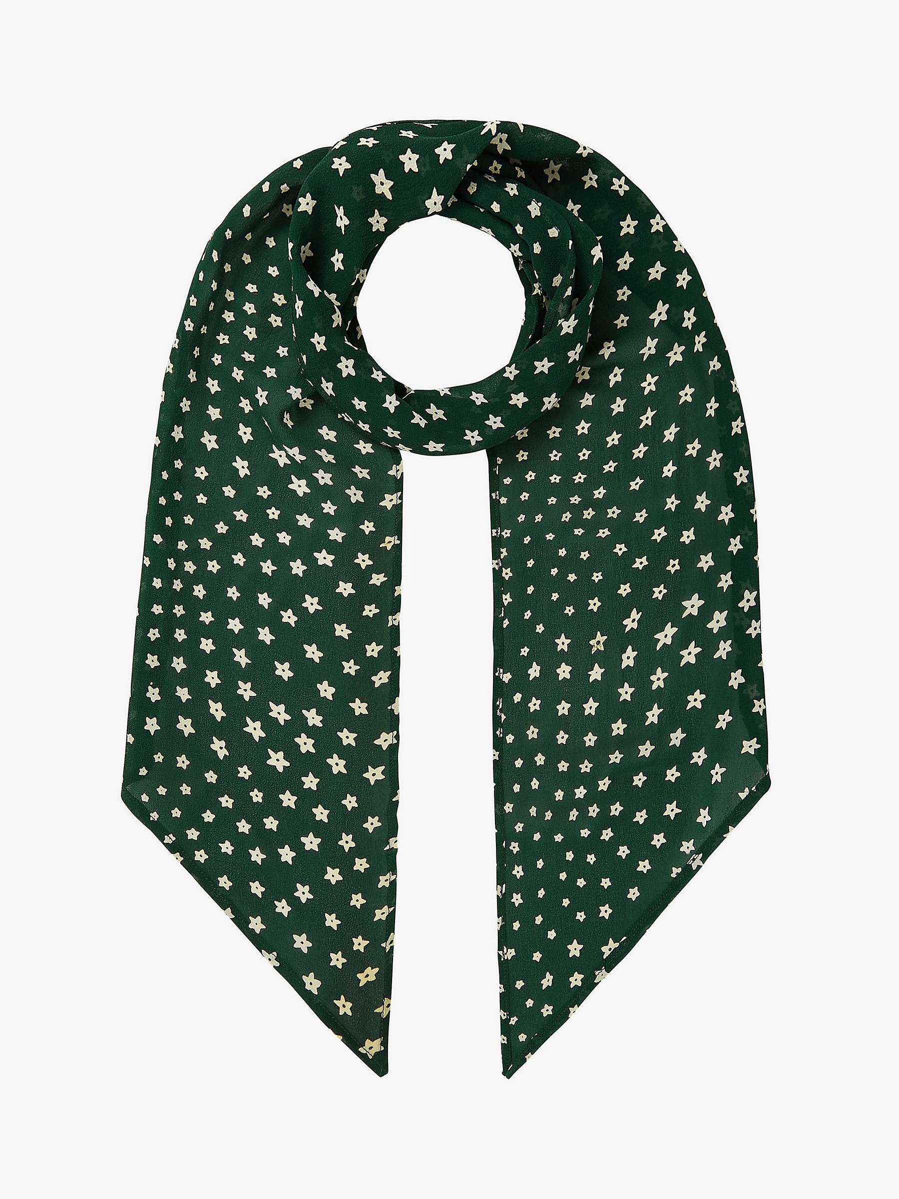 Buy Brora Star Print Silk Neck Tie Scarf, Spruce/Cream Online at johnlewis.com