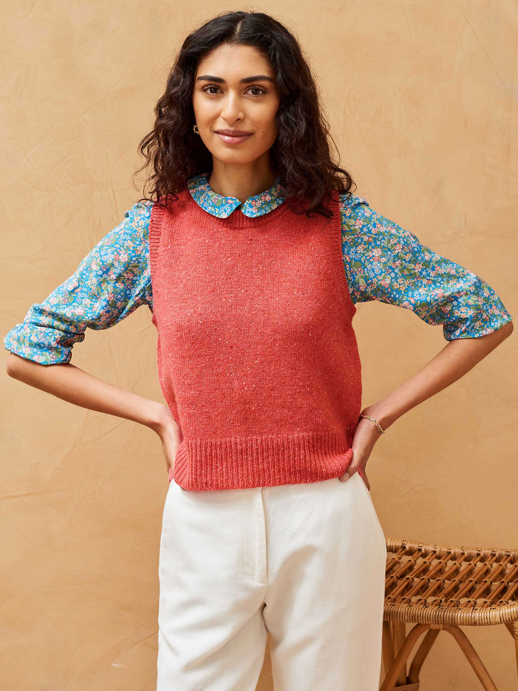 Buy Brora Cashmere Donegal Tank Top, Flamingo Online at johnlewis.com