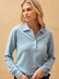 Brora Cashmere Polo Shirt, Glacier