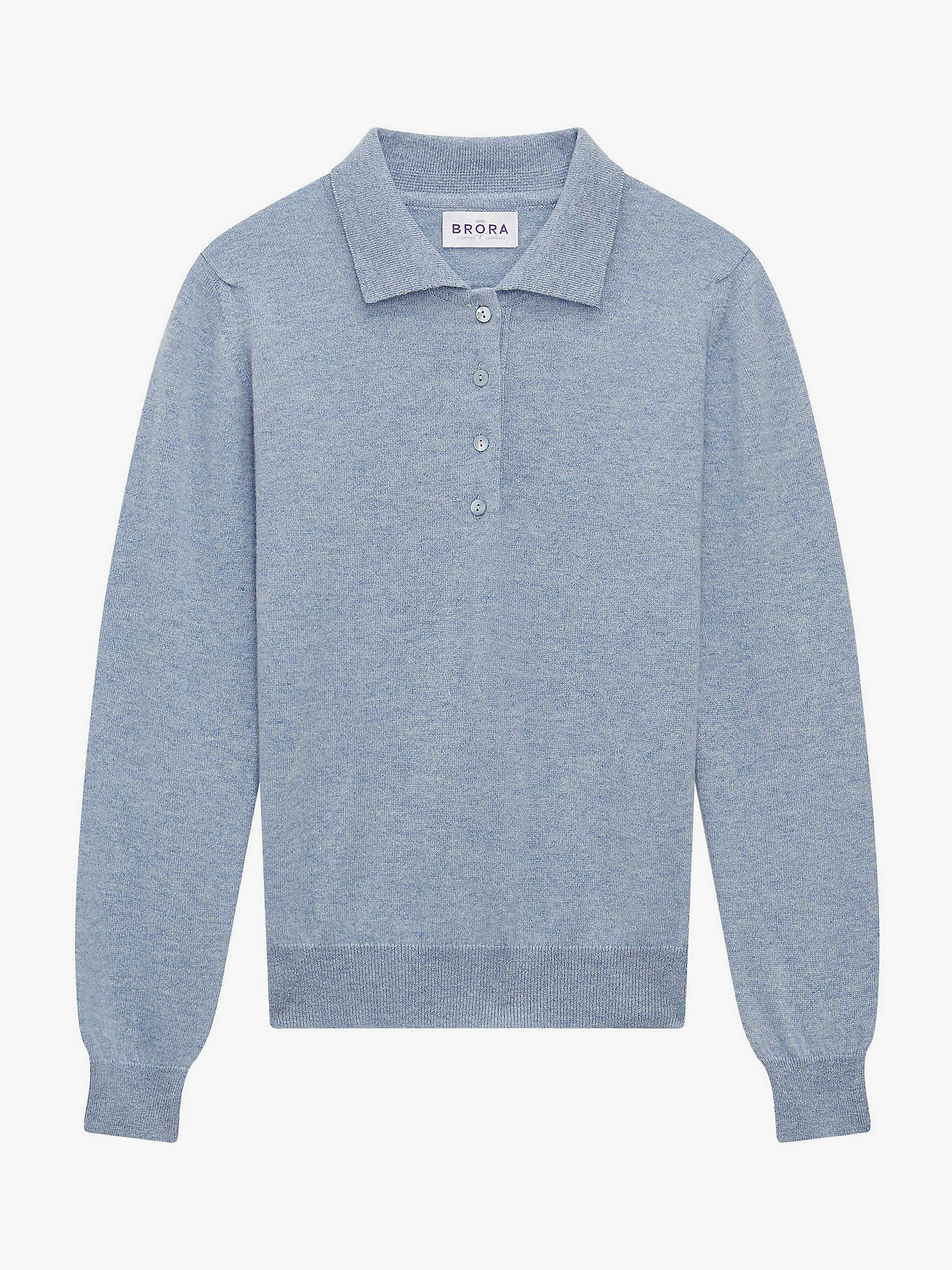 Buy Brora Cashmere Polo Shirt, Glacier Online at johnlewis.com