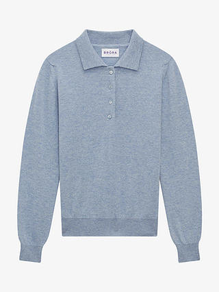 Brora Cashmere Polo Shirt, Glacier