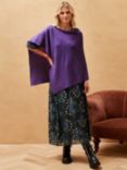 Brora Cashmere Gauzy Knit Poncho, Violet