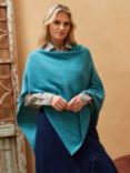 Brora Cashmere Gauzy Knit Poncho, Ocean