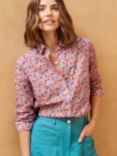 Brora Liberty Print Organic Tana Lawn Cotton Shirt, Coral Bouquet, Coral Bouquet