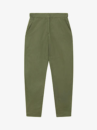 Brora Cotton Linen Blend Tapered Trousers, Olive