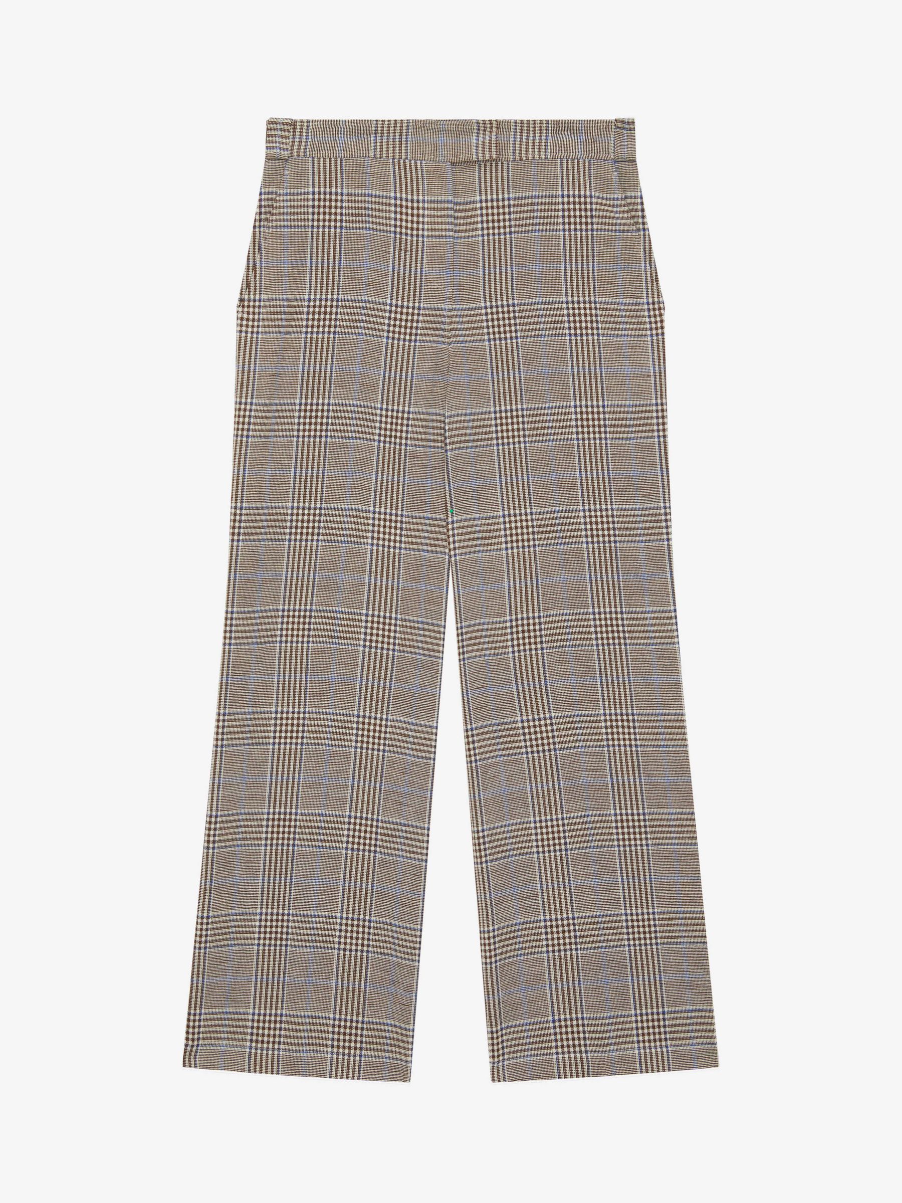 Brora Heritage Check Cotton Linen Blend Trousers, Otter/Multi, 6