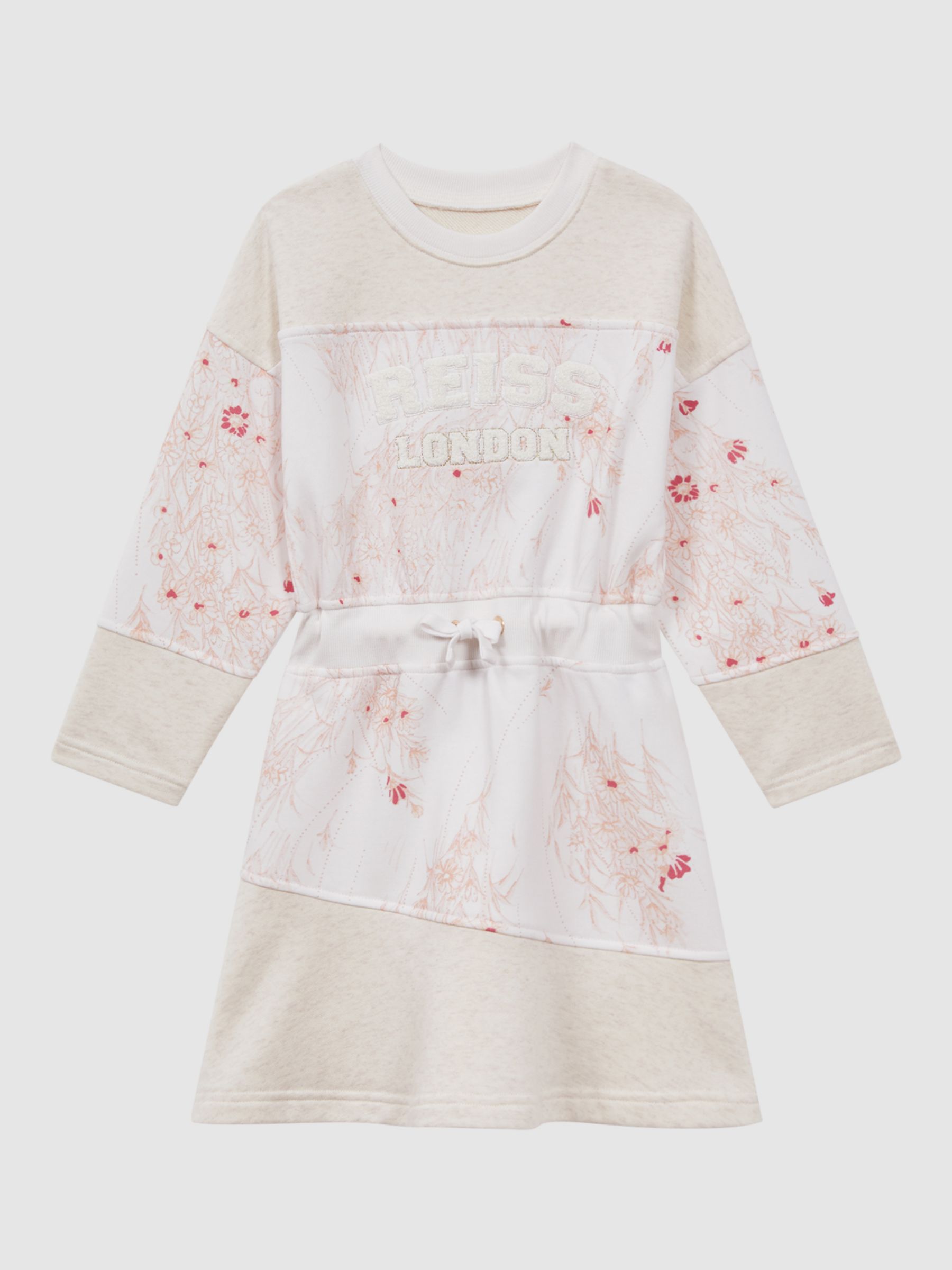 Buy Reiss Kids' Kendrix Logo Floral Print Jersey Dress, Pink Online at johnlewis.com