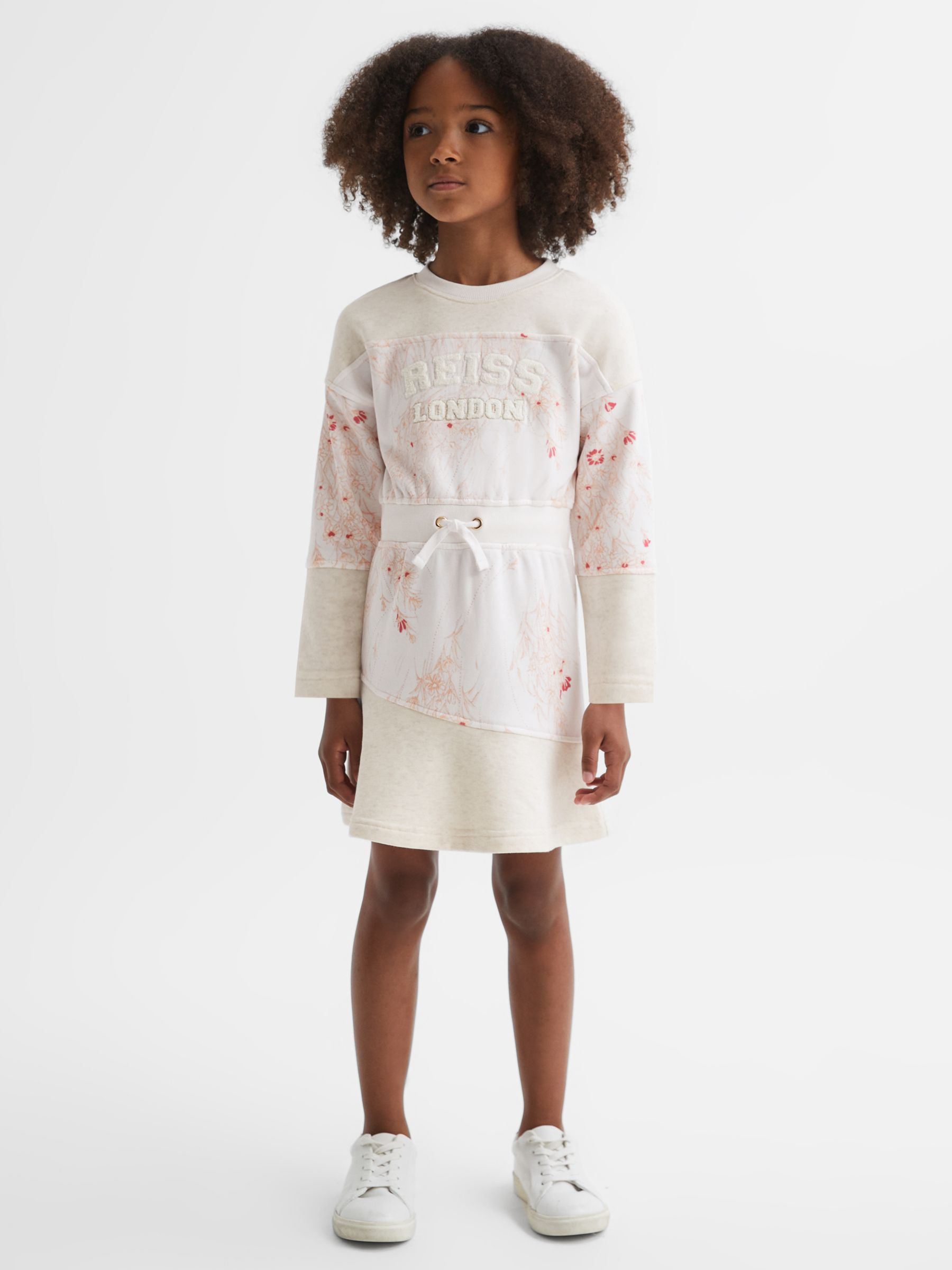 Buy Reiss Kids' Kendrix Logo Floral Print Jersey Dress, Pink Online at johnlewis.com