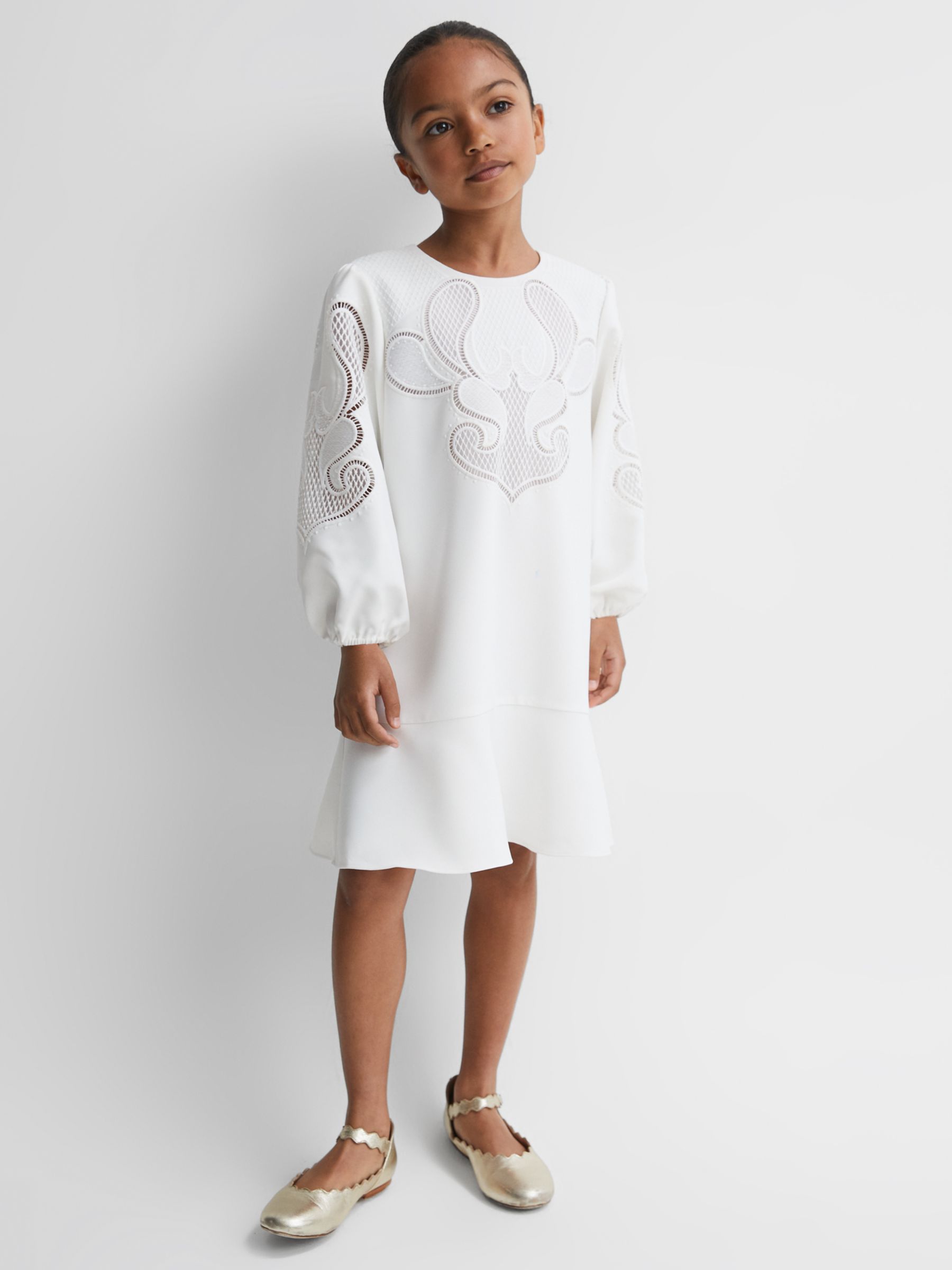 Buy Reiss Kids' Toya Floral Embroidered Dress, Ivory Online at johnlewis.com