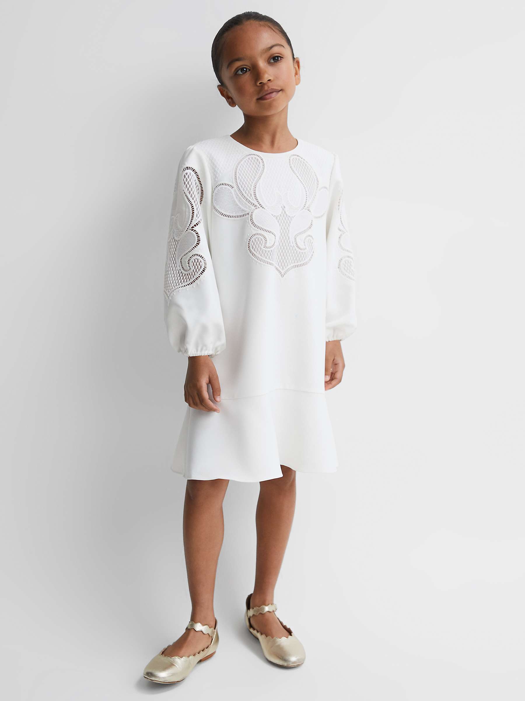 Buy Reiss Kids' Toya Floral Embroidered Dress, Ivory Online at johnlewis.com