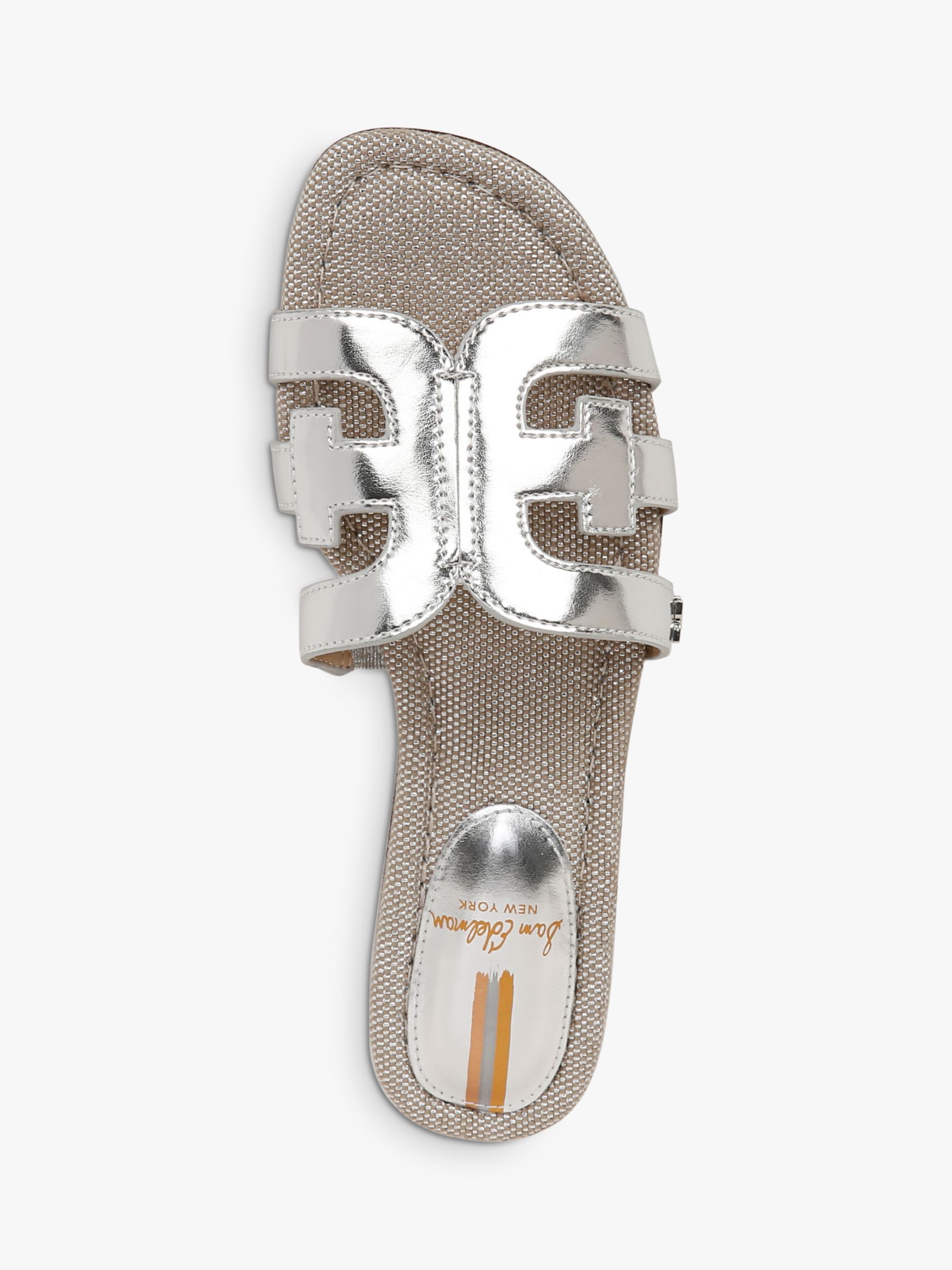 Sam Edelman Bay Leather Sliders, Silver at John Lewis & Partners