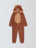 John Lewis Kids' Grizzly Bear Onesie, Brown