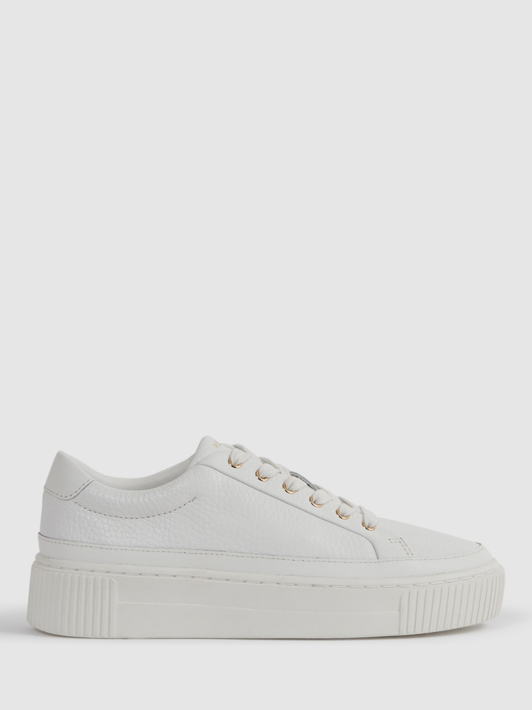 Reiss Leanne Low Top Leather Trainers, White at John Lewis & Partners