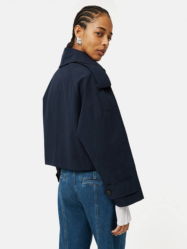 Jigsaw Double Breasted Cropped Trench Coat, Blue