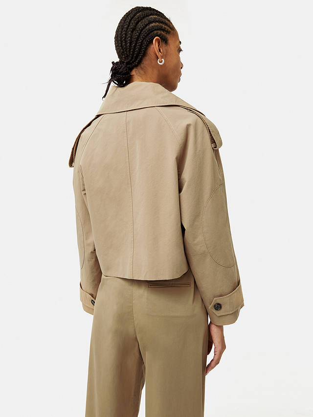 Jigsaw Double Breasted Cropped Trench Coat, Stone