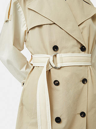 Jigsaw Double Breasted Panelled Trench Coat, Cream