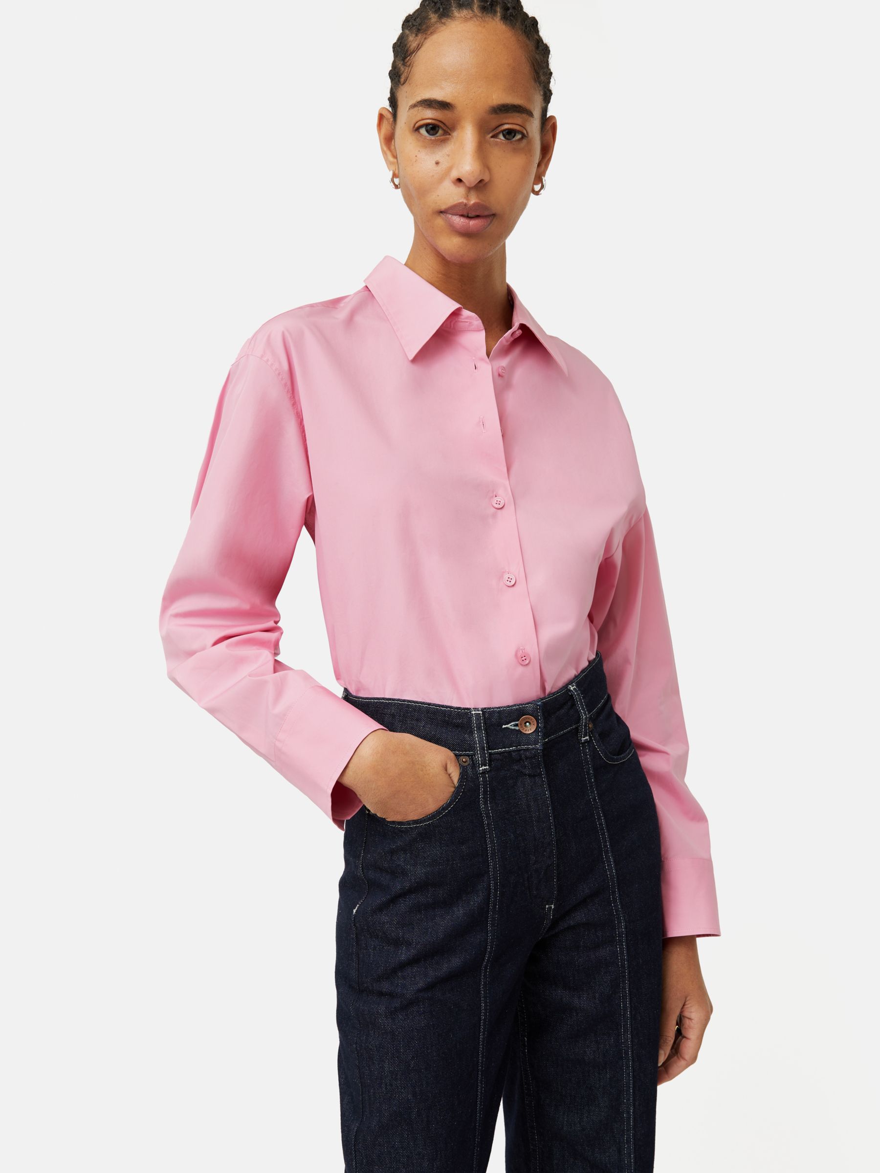 Jigsaw Cotton Poplin Shirt, Pink at John Lewis & Partners