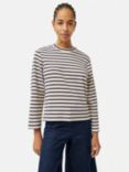 Jigsaw Cotton Stripe Sweatshirt, Cream/Navy, Cream/Navy