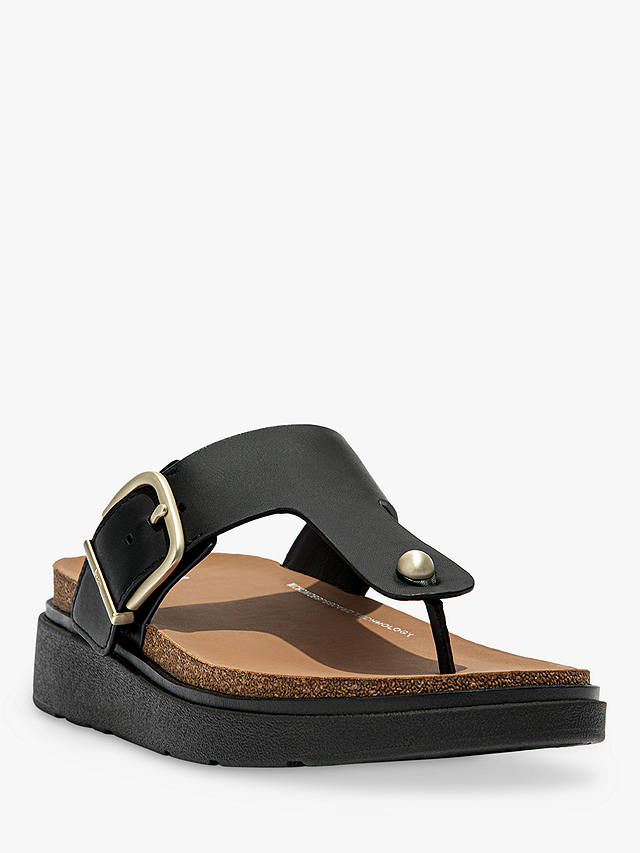 FitFlop Leather T-Bar Sandals, Black