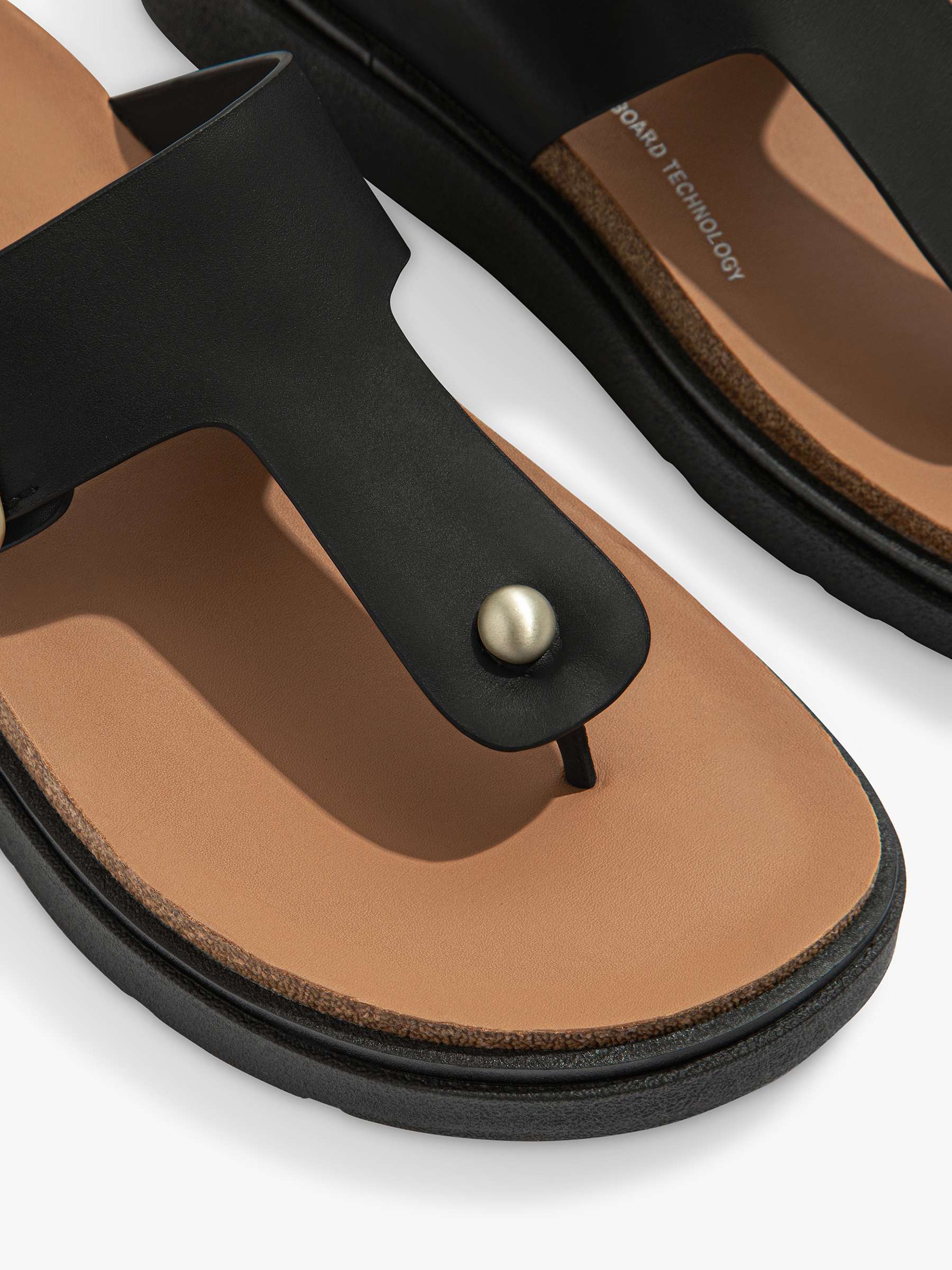 Buy FitFlop Leather T-Bar Sandals, Black Online at johnlewis.com