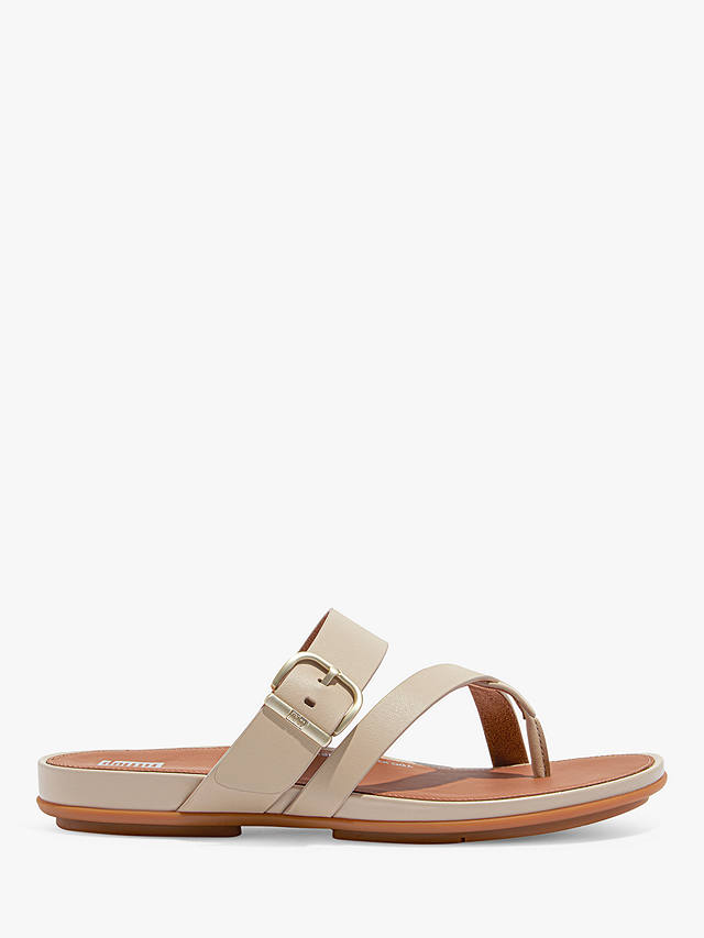 FitFlop Gracie Leather Strappy Toe Post Sandals, Stone Beige