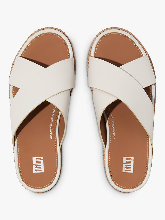 FitFlop Eloise Cross Leather Strap Cork Wedge Mules, Urban White