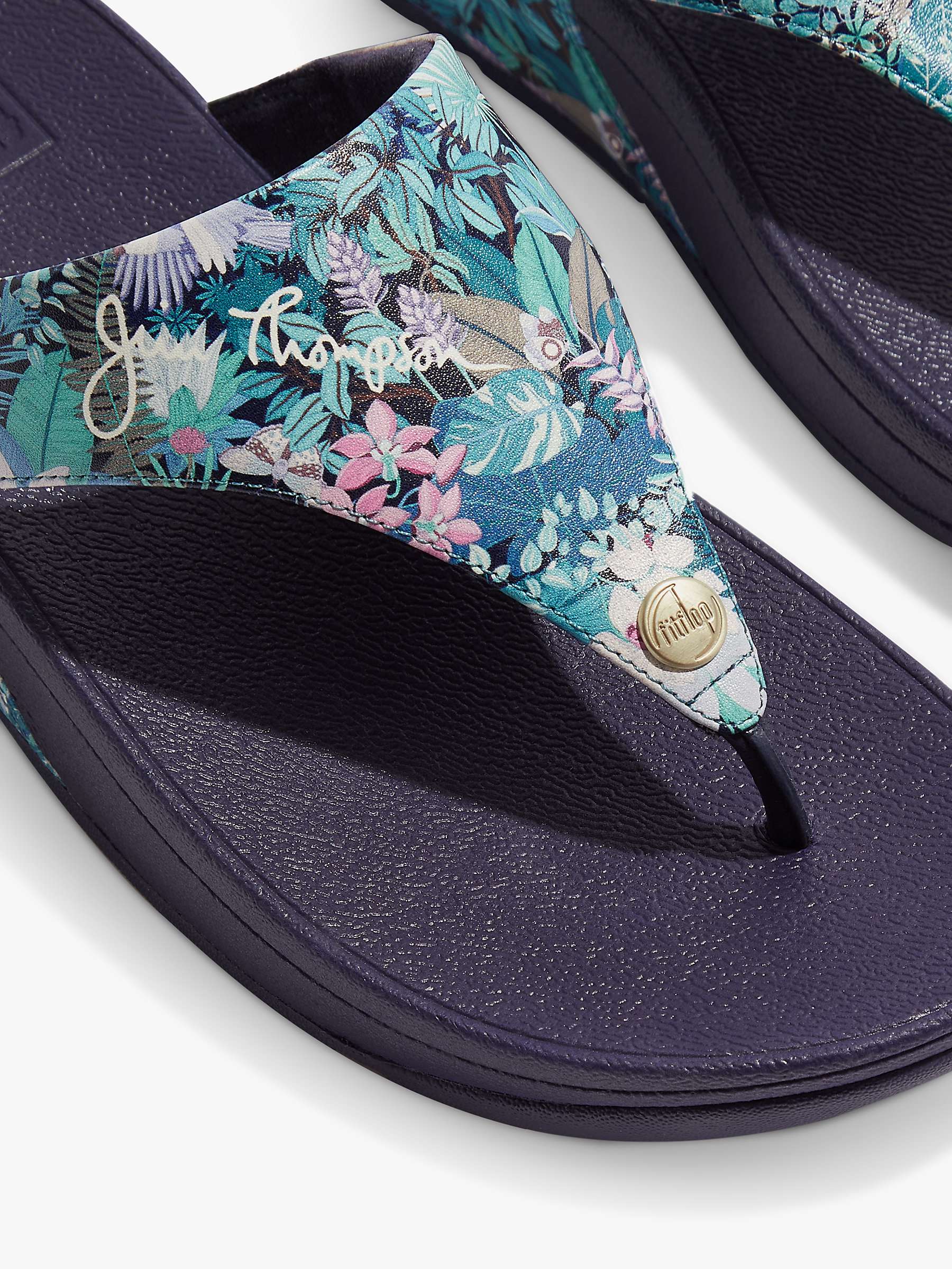 Buy FitFlop Jim Thompson Lulu Leather Toe Post Sandals, Heritage Blue Online at johnlewis.com