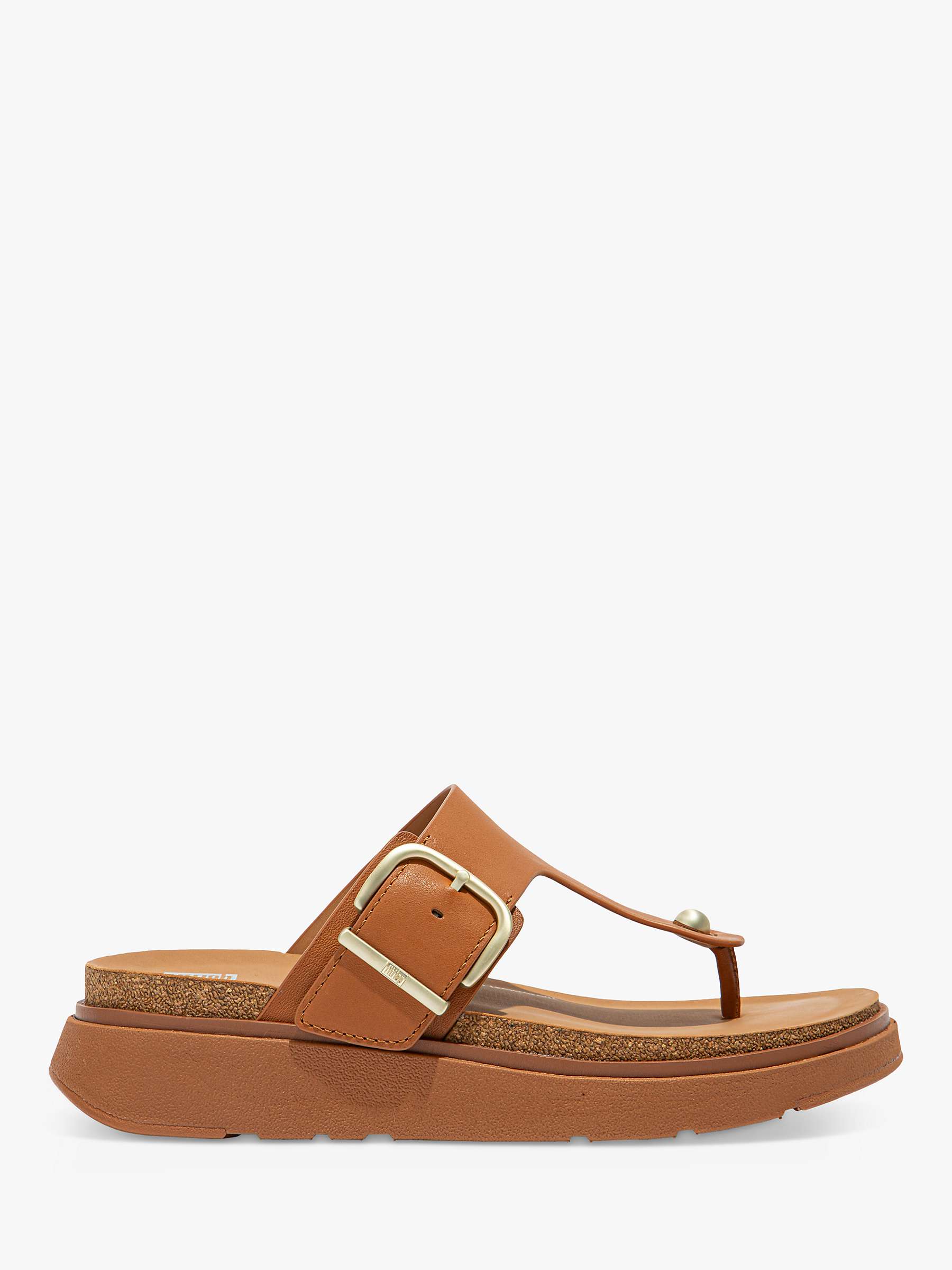Buy FitFlop Leather Thong Wedge Sandals, Tan Online at johnlewis.com