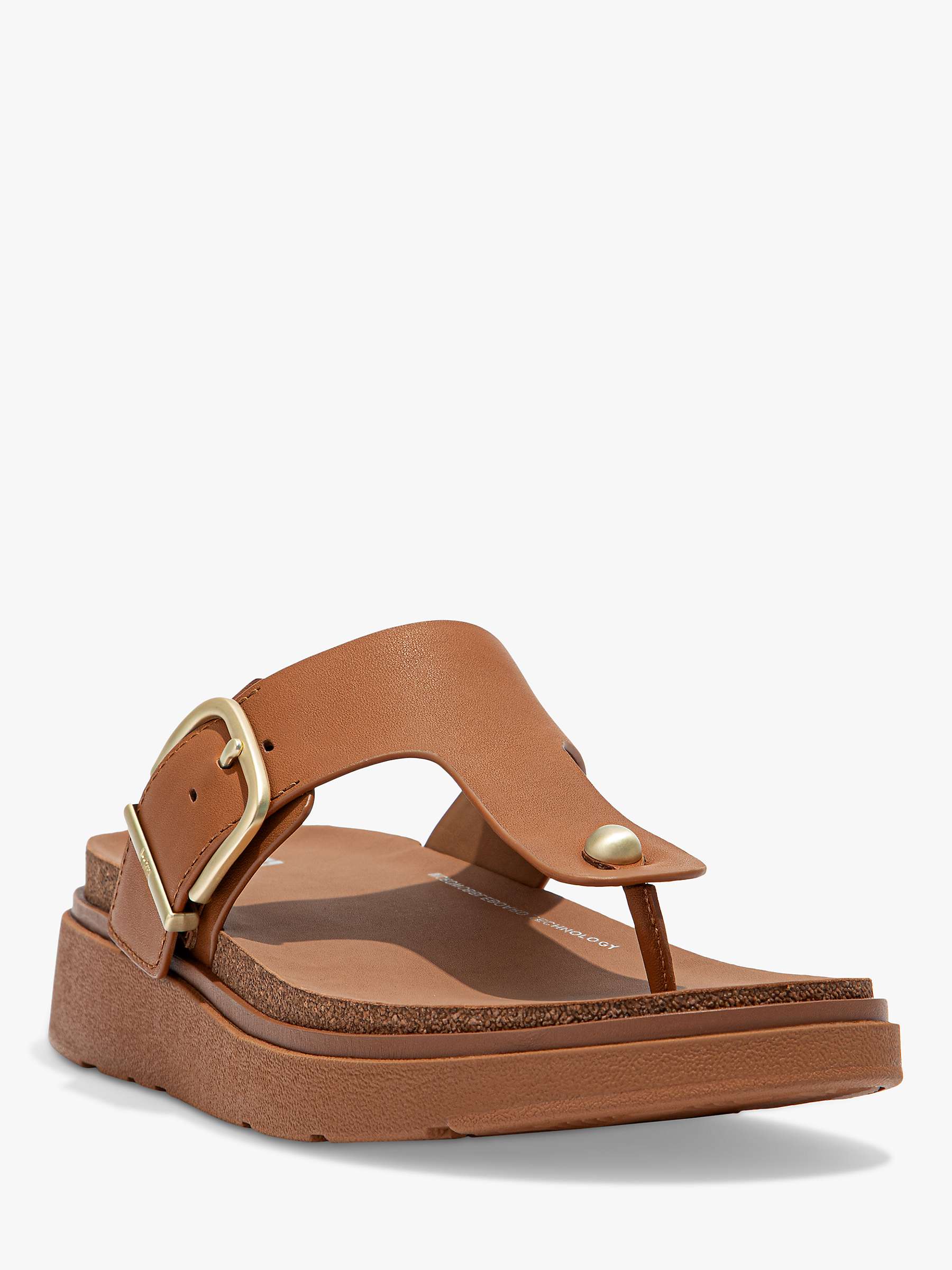 Buy FitFlop Leather Thong Wedge Sandals, Tan Online at johnlewis.com