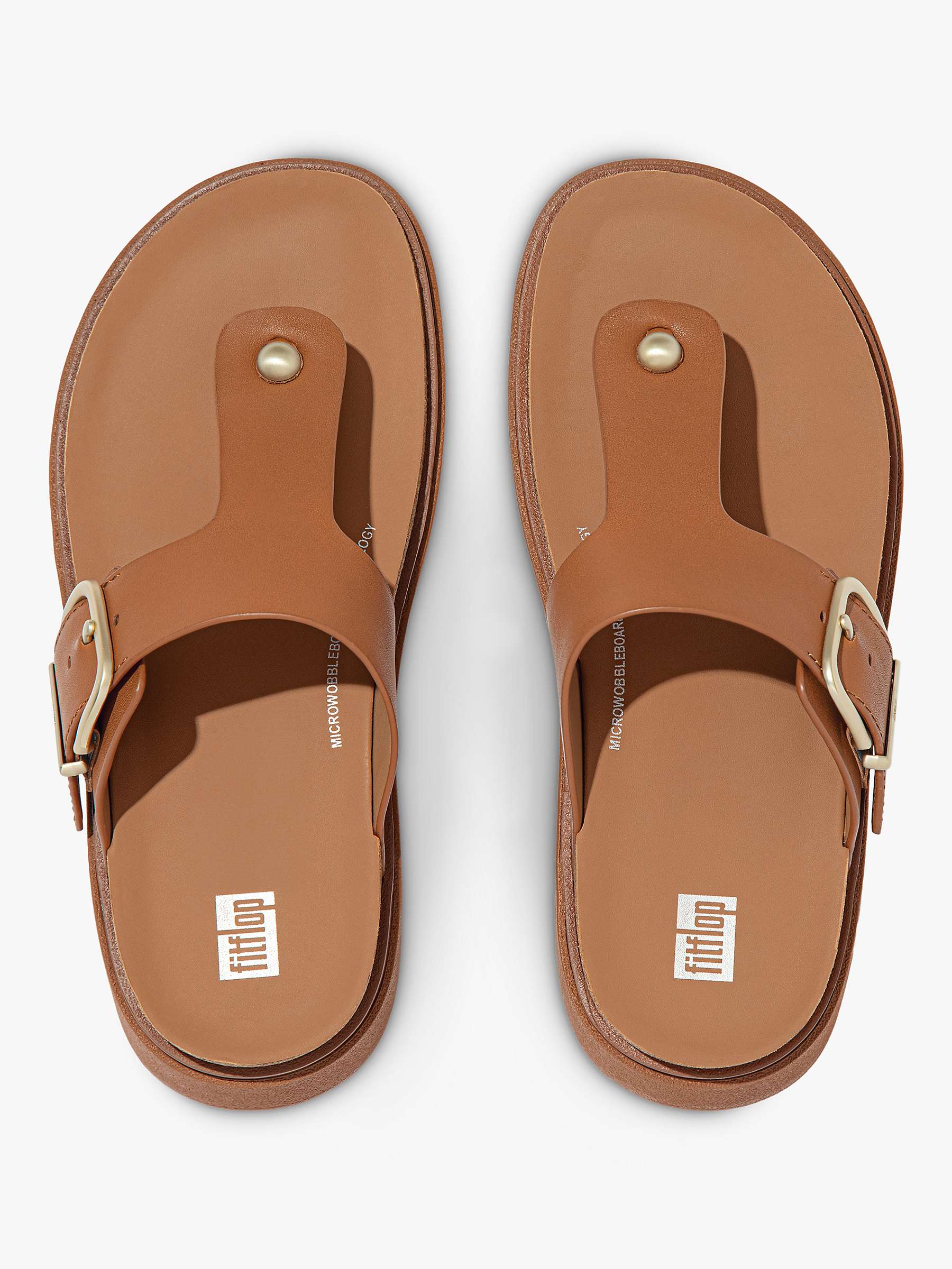 Buy FitFlop Leather Thong Wedge Sandals, Tan Online at johnlewis.com