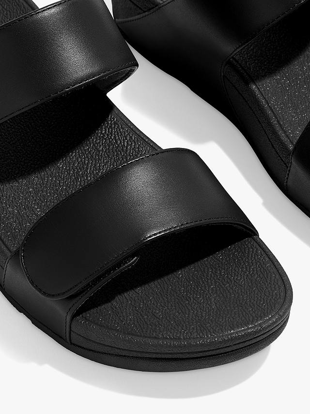FitFlop Lulu Adjustable Strap Leather Slider Sandals, All Black