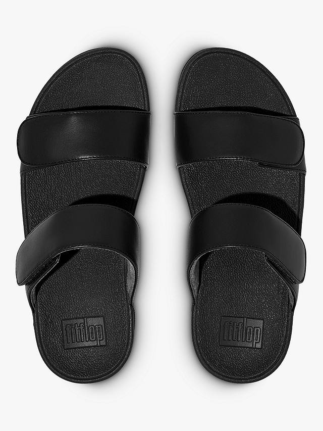 FitFlop Lulu Adjustable Strap Leather Slider Sandals, All Black