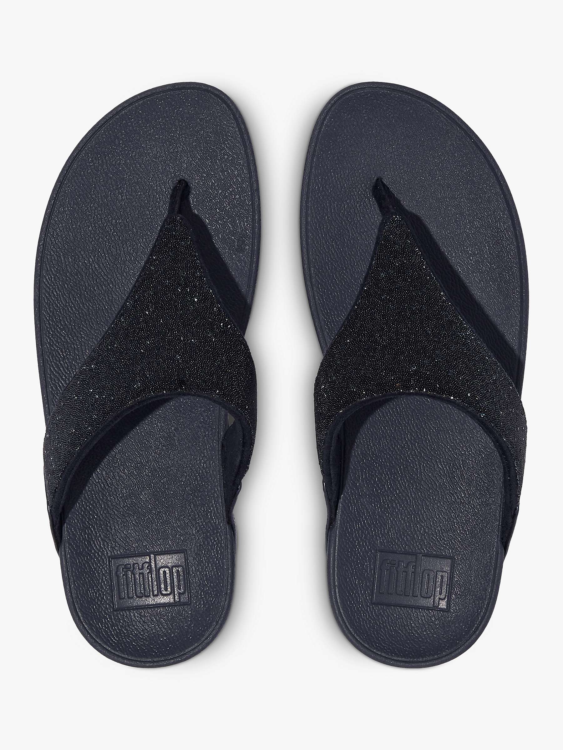 Buy FitFlop Lulu Toe Post Crystal and Bead Slider Sandals, Midnight Navy Online at johnlewis.com