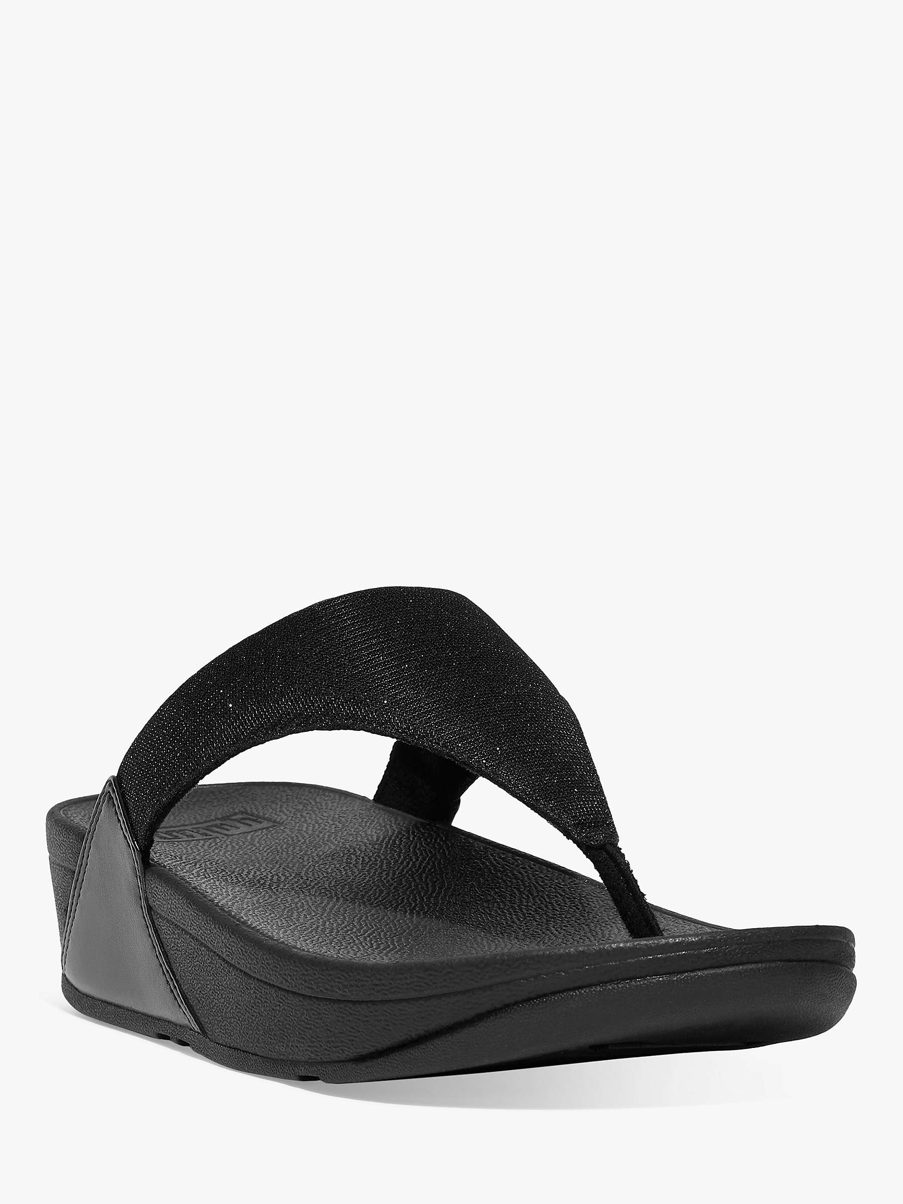 Buy FitFlop Lulu Glitzy Toe Post Sandals, All Black Online at johnlewis.com