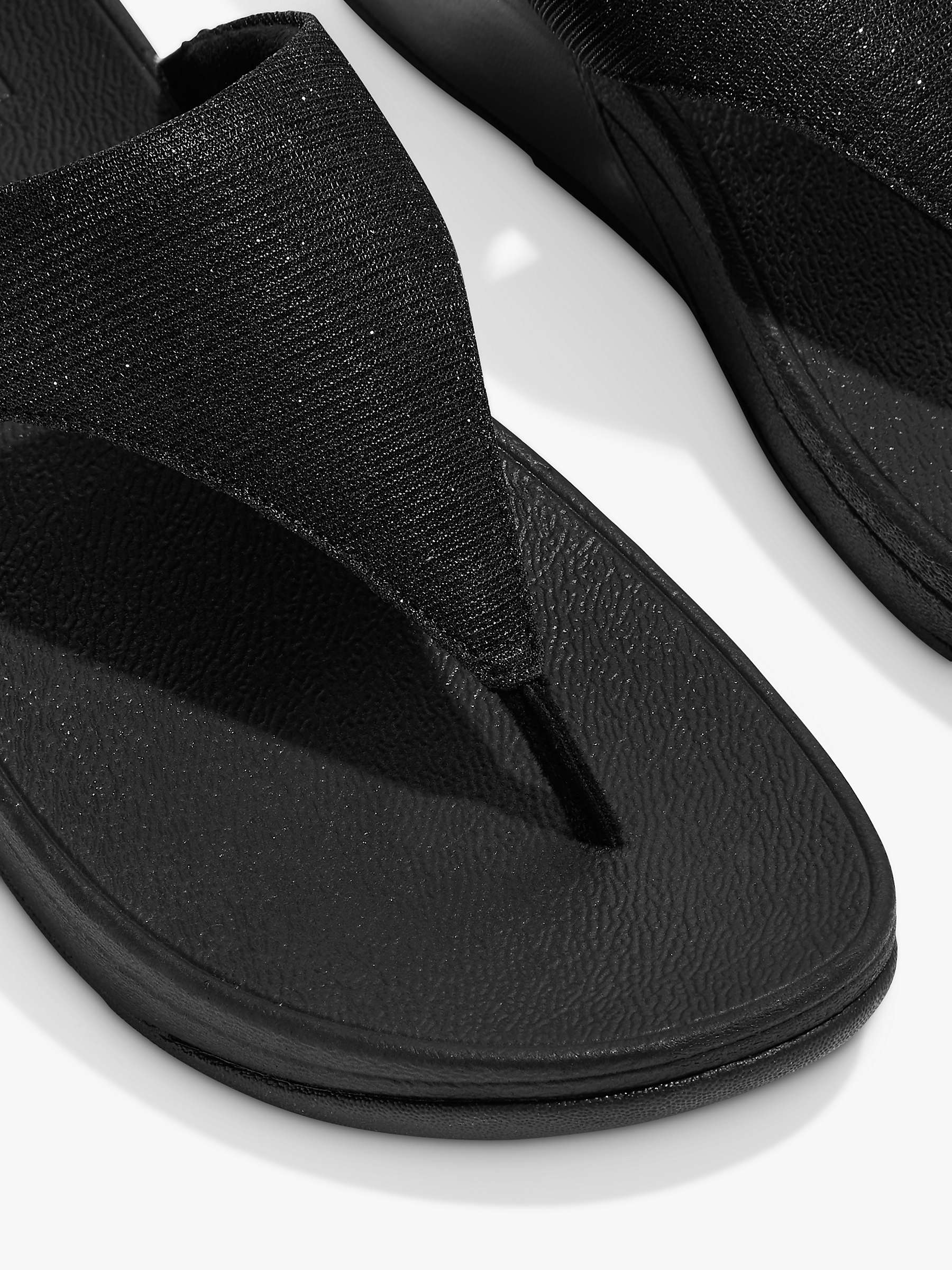 Buy FitFlop Lulu Glitzy Toe Post Sandals, All Black Online at johnlewis.com