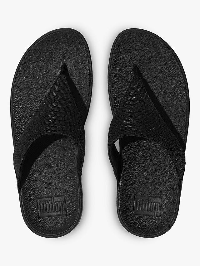 FitFlop Lulu Glitzy Toe Post Sandals, All Black