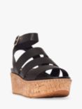 FitFlop Eloise Cork Wedge Leather Sandals, Black