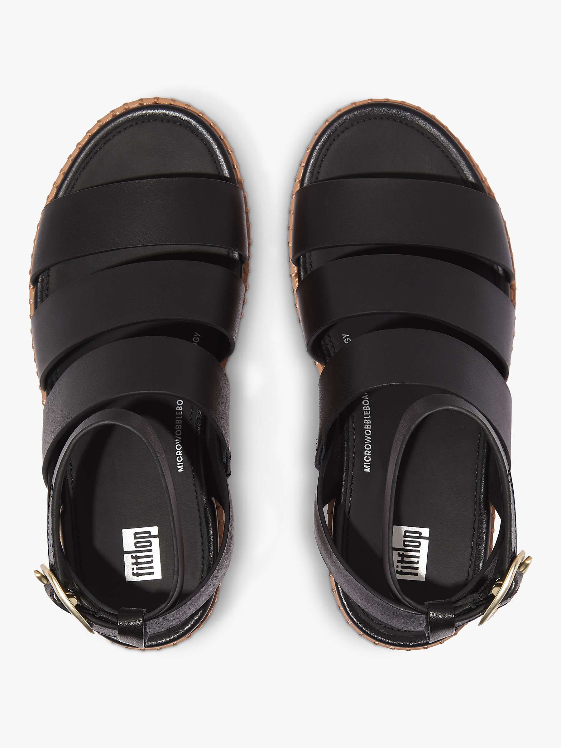 Buy FitFlop Eloise Cork Wedge Leather Sandals, Black Online at johnlewis.com