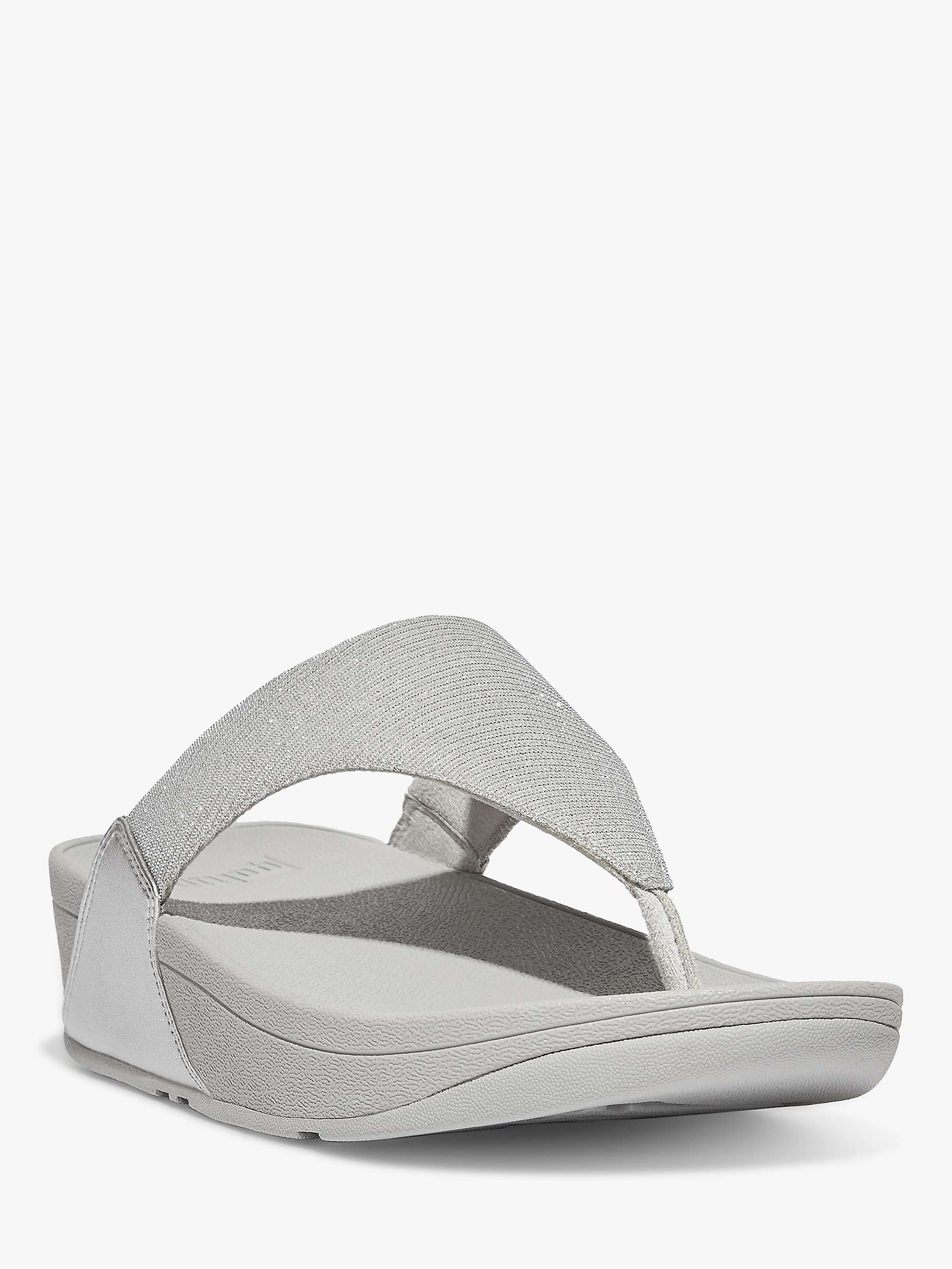 Buy FitFlop Lulu Toe Post Flatform Sandals, Silver Online at johnlewis.com