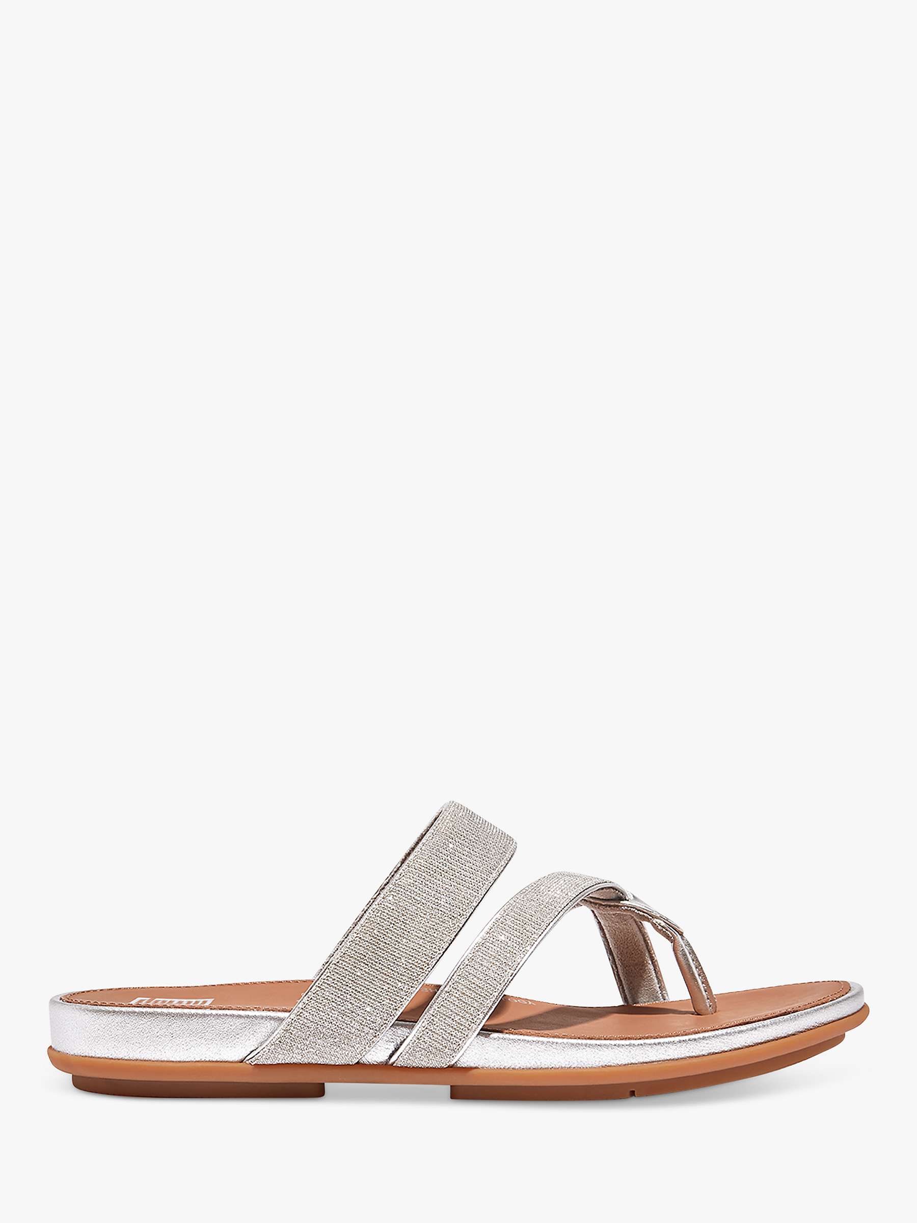 Buy FitFlop Gracie Strappy Toe Post Sandals, Silver Online at johnlewis.com